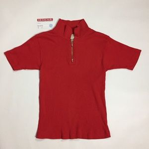 Vintage Red Ribbed Collared Shirt